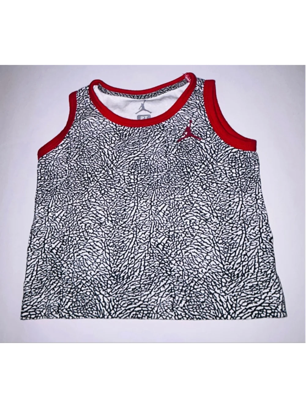 Boys Jordan Matching Set 2T Red and White Elephant Print Tank and Shorts